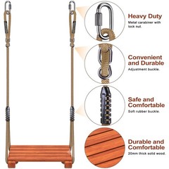 Wooden Swing Seat with Adjustable Rope | Heavy Duty Flat Tree Swing for Adult…