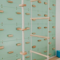 Kids Climbing Ropes Set Ceiling Mounted Swing Rings Ladder Indoor Play Gym