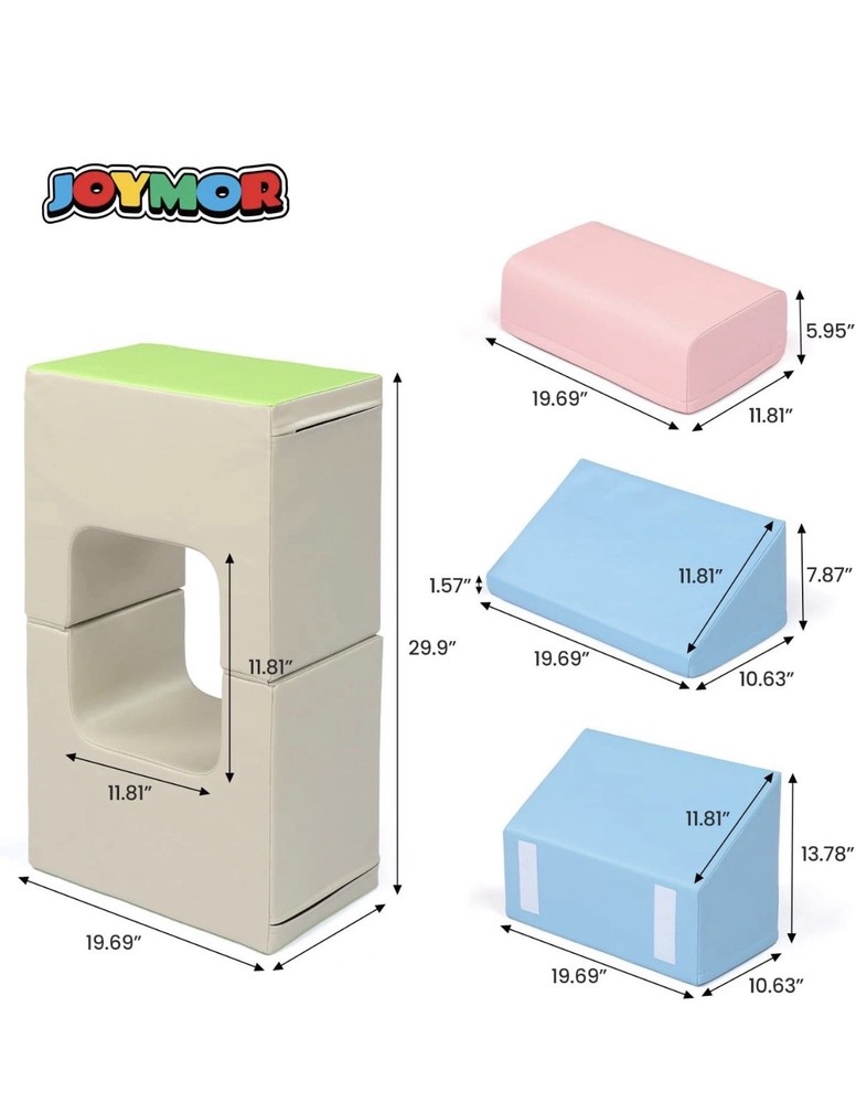 JOYMOR 4-Piece PU Leather Soft Play Foam Climbing Blocks for Toddlers