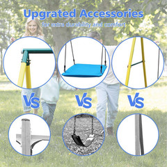3 in 1 Indoor/Outdoor Metal Patio Swing Set with Safety Belt for Backyard