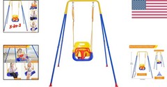 3-in-1 Toddler Swing with Foldable Stand & 4 Stability Sandbags – Fun Outdoors!