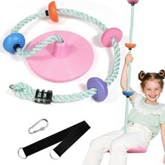 Tree Swing for Kids Disc Seat 6.2ft Candy Pink Indoor Outdoor Rope Climbing
