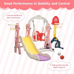 5 in 1 Toddler Slide Swing Playset Indoor Outdoor Climber Playground for Kids