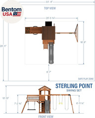 Sterling Point Cedar Wood Swing Set with Wave Slide, Raised Clubhouse, Wooden Br
