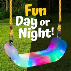 Firefly LED Light Up Swing Seat with Adjustable Rope and Chain. 24 Clear