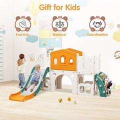 Toddler Slide Set, 8 in 1 Kids Slide with Climber, Indoor Outdoor Slide for 1-3