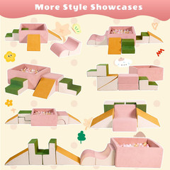 Pink Foam Climbing Blocks Set for Toddlers – Indoor Play Gym 6PCS
