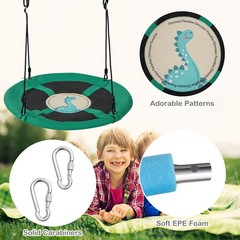 40 Inches Saucer Tree Swing Flying Circle Seat with Adjustable Ropes Green