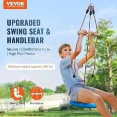 Kids & Adults 52 ft Zip Line Kit – Safe Backyard Fun with Swing Seat & Handlebar