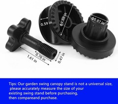 2-Pack Black Plastic Fittings for Porch Swing Canopy Frame Replacement