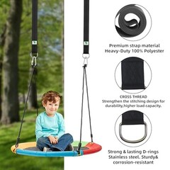 Tree Swing Hanging Straps Kit 10FT, Heavy Duty Safer Lock 10FT – 2P Black