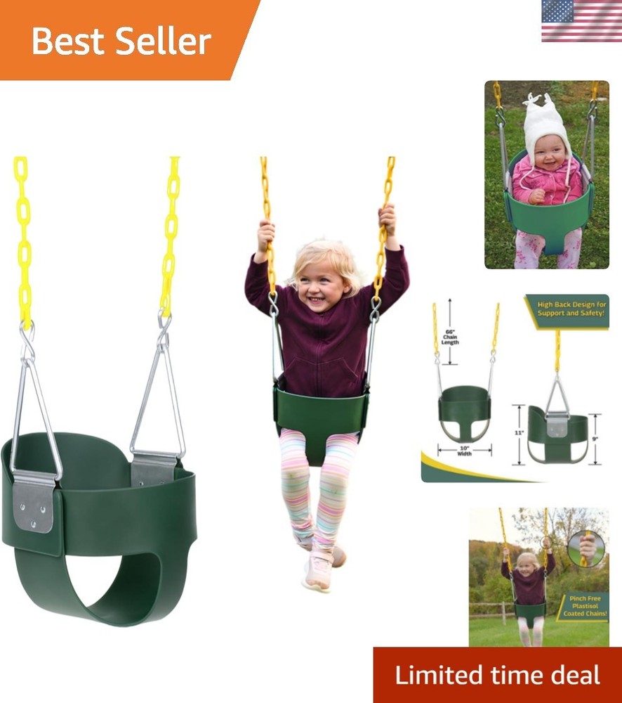 Heavy-Duty High Back Full Bucket Toddler Swing Seat | Coated Swing Chains Ful…