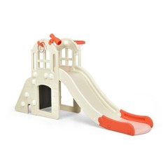 6-in-1 Toddler Climber Slide Playset Outdoor Backyard Kids Toy W/Basketball Hoop