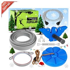 Outdoor 98FT Zip Line Kit for Kids and Adults – Swing Seat & Brake Included