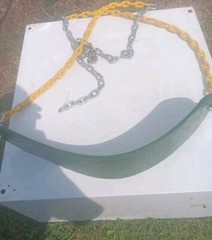 (04-0002) Deluxe Swing Belt-Green with Yellow Coated Chains-225 Weight Limit