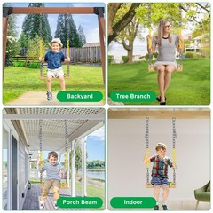 Wooden Swing Seat 500 lbs Load Capacity for Kids & Adults – Non-Slip Tree Swing