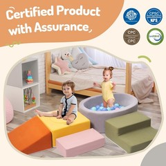 6-Piece Foam Climbing Blocks for Toddlers, Climb and Crawl Soft Play Set, Mac…