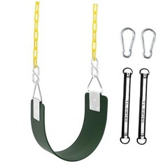 Swing Set Seat with Metal Triangle Ring & 66Inch Anti-Rust Chains, Swing Green