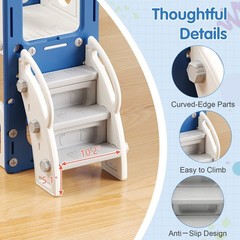 8 in 1 Toddler Slide Set, Kid Slide with Basketball & Telescope, Indoor Playset
