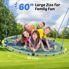60″ Large Spider Web Saucer Tree Swing for Kids & Adults, 750Lbs Heavy Duty Outd