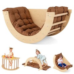 6 in 1 Climbing Arch Wooden Rocker Arch Climbing Toy with Removable Cushion