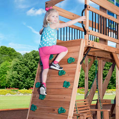 Caribbean Adventure Playground Set with Slide, Rockwall & Swing Bench
