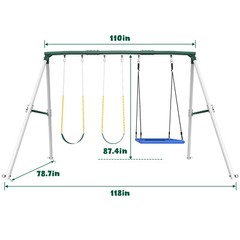 660lbs Heavy Duty Swing Set for Backyard Kids Playset with 3 Swings Metal Frame