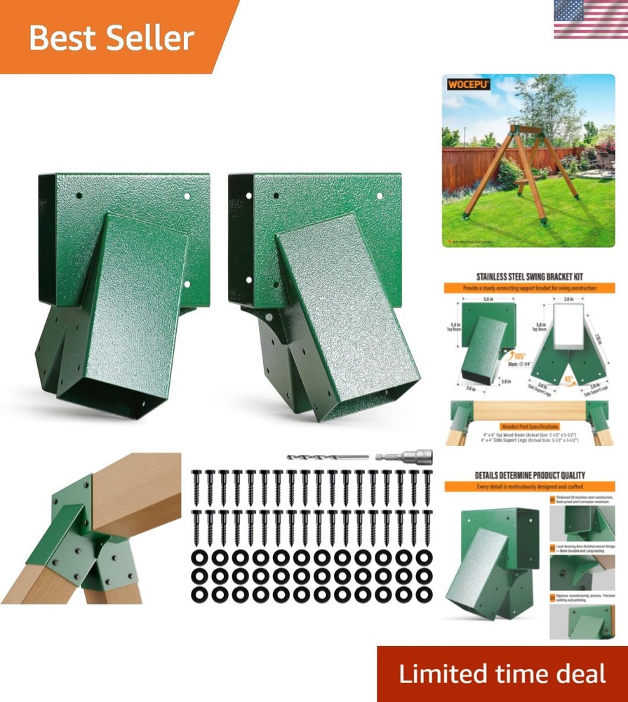Easy 1-2-3 A-Frame 2 Brackets for Swing Set with All Mounting Hardware, Green