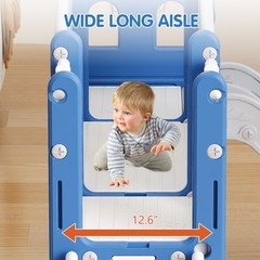 8 in 1 Toddler Slide Set, Kid Slide with Basketball & Telescope, Indoor Playset