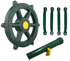 SwingSet Playset Playground Toys (Ships Wheel, Telescope & 4 Green Hand grips)