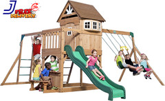 Cedar Wood Swing Set Ages 3-6 Years Wave Slide Clubhouse Outdoor Playset NEW