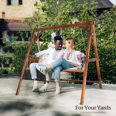 Heavy Duty 660 LBS Wooden Swing Frame with Extra Bottom Connection Board, Upgrad