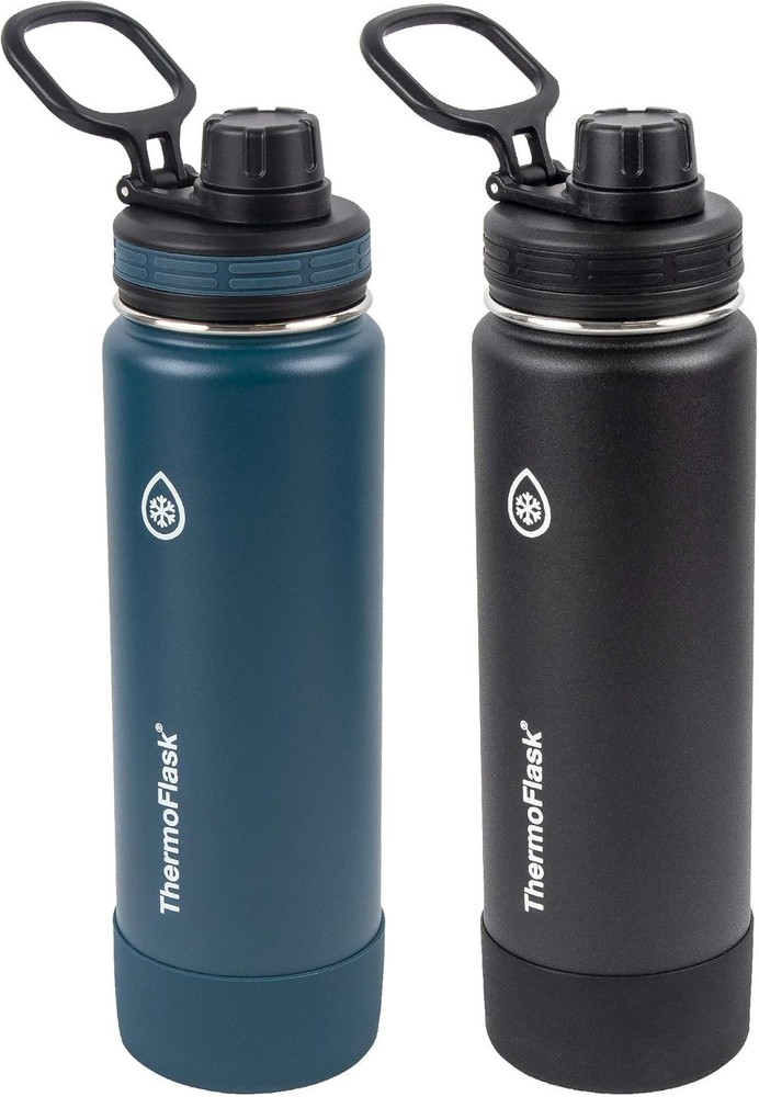 ThermoFlask 24 oz Stainless Steel Insulated Water Bottles 2-Pack, Leakproof, …