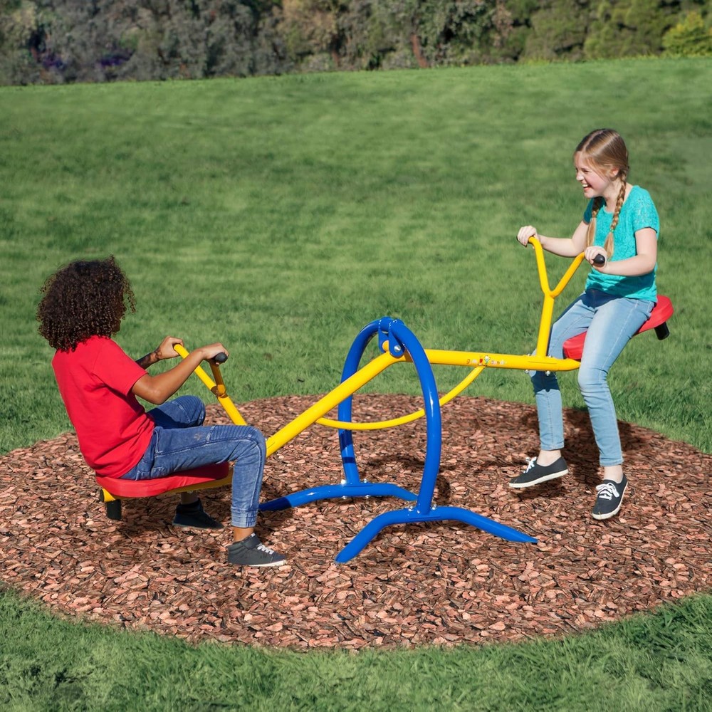 Heavy Duty Outdoor Seesaw Set Padded Seats Steel Kids Playground Teeter Totter