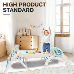 9 in 1 Wooden Indoor Climbing Set Toddler Montessori Climber Arch Ramp Ladder Fo