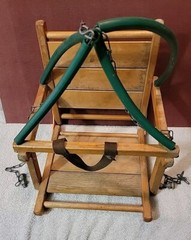 VTG Baby Toddler Child Wooden Wood Porch Tree Swing Set w Chains Free Ship