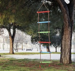 6.6FT Kids Climbing Rope Ladder w/ Strap for Swing Set Tree House Playground