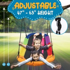 Serenelife Heavy-Duty Oval Swing -Sturdy & Durable, Indoor/Outdoor Use (Rainbow)