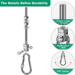 6Pcs Heavy Duty Swing Hangers 1500LB Capacity Stainless Steel Swing Set Hooks