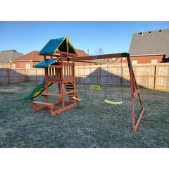 SWING SET PLAYSET OUTDOOR KIDS PLAYGROUND WOODEN BACKYARD EQUIPMENT BACKYARD