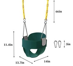 59 High Back Full Bucket Toddler Swing Seat with Heavy Duty Plastic Dark Green