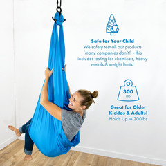 Harkla Sensory Swing for Kids & Adults- Holds 300Lbs,100″ Swing + 5″ Swivel bLUE