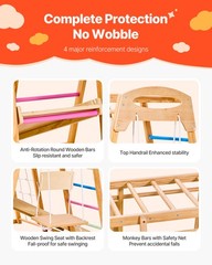 VEVOR Indoor Playground Jungle Gym 7-in-1 Wooden Indoor Playground for Kids