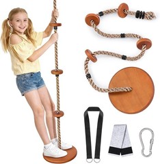 All-Wood Acacia 2-in-1 Swing Set with Adjustable Height – Up to 50 kg Capacity