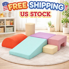 6 PCS Soft Foam Climbing Blocks for Toddlers, Indoor Playset with Suede Fabric