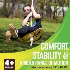 Sturdy Maple Wood Disc Swing – Heavy Duty Braided Rope – Up to 150Lbs