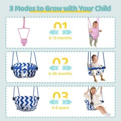 2 in 1 Baby Jumper and Swing, Toddler Swing Set with Foldable Stand, Ages 6 M…
