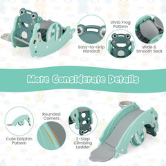 3-In-1 Kids Slide Rocking Horse Set Convertible Toddler Slide with Basketball Ho