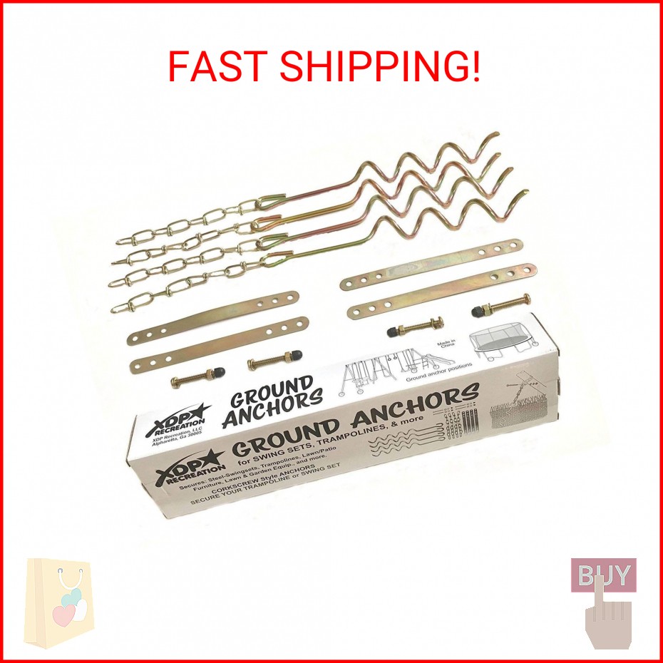Metal Ground Anchor Kit – 4pcs Auger-Style 12 3/4″ ea. All Hardware Included. Ea