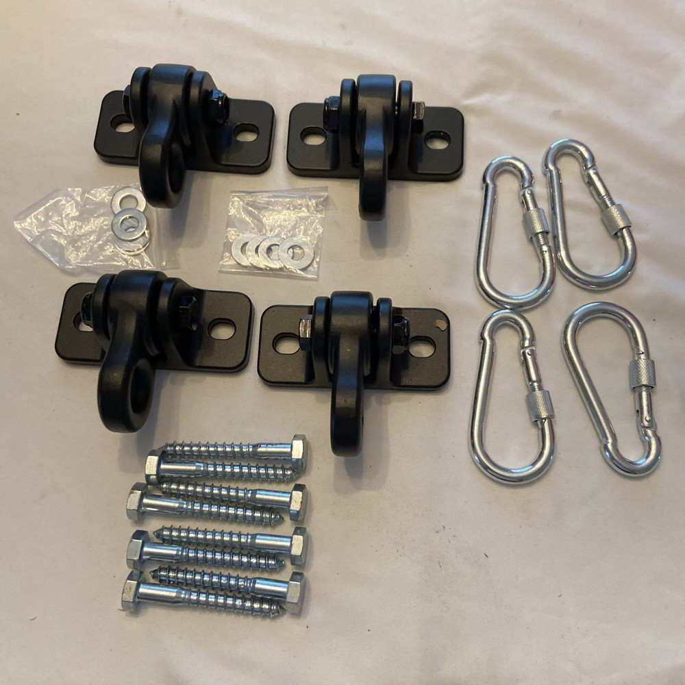 Durable Porch Swing Hangers Kit with Screws & Snap Hooks – 4 Pack Black